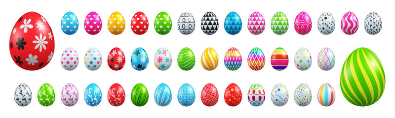 Set of Easter eggs collection on White background.Vector illustration EPS10