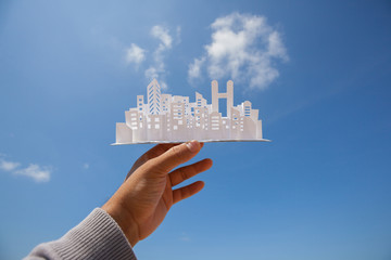 Fototapeta premium City paper model.