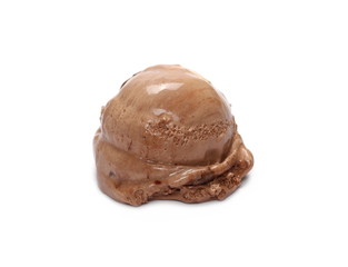Chocolate ice cream ball isolated on white background