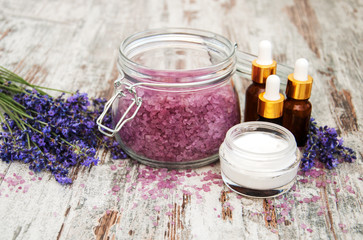 Fototapeta na wymiar Lavender and massage oil
