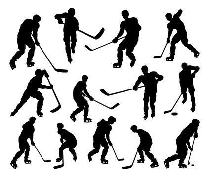 Sports Hockey Player Silhouettes