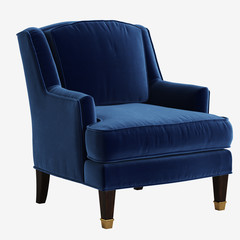 Classic blue armchair isolated on white background.Digital illustration.3d rendering.