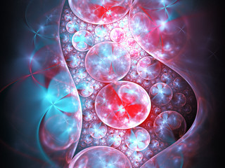 Red and blue fractal flowers, digital artwork for creative graphic design