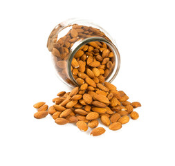 almonds in a glass jar isolated