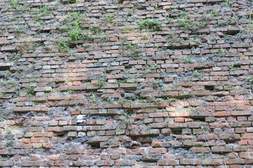 Old red and brown brick wall background