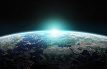 View of blue planet Earth in space 3D rendering elements of this image furnished by NASA