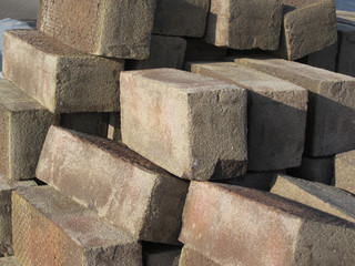 pile of brick stones