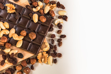 chocolate, milk chocolate with nuts, on a white background