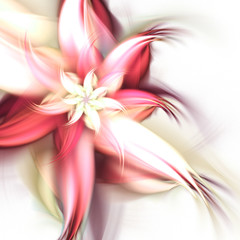 Creamy colored fractal flower, digital artwork for creative graphic design