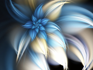 Blue fractal flower, digital artwork for creative graphic design