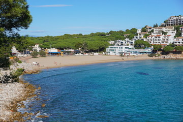 Fototapeta na wymiar Spain Costa Brava, Cala Montgo beach in l'Escala town, Catalonia, Alt Emporda, Girona, Mediterranean sea