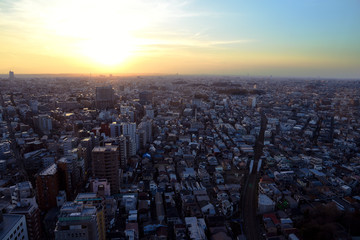 Sunset in Setagaya-ku, Tokyo , Japan