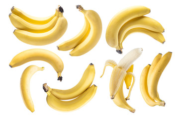 Banana bunches on the white background.