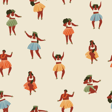Hawaii dance seamless pattern.