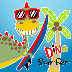 Dino surfer cartoon