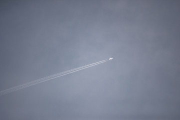 trace of the plane in the sky
