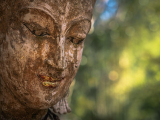 Fototapeta na wymiar closeup of a stone statue face 