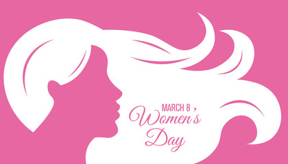 poster happy women's day. Silhouette face woman and space for text.