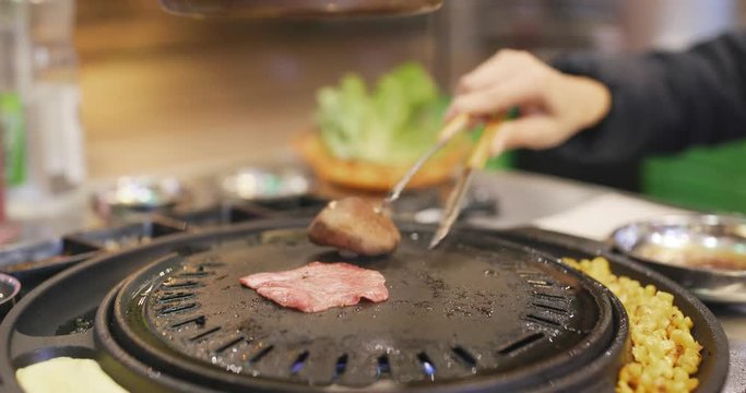 Korean BBQ at restaurant