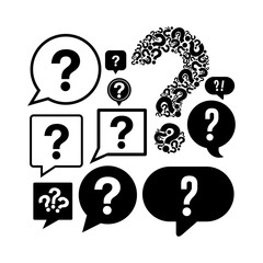 Set of question mark in a speech bubble icon. Vector illustration. Isolated on background