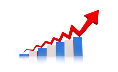 3d illustration of economic growth graph.