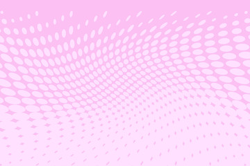 Pink halftone background. Digital gradient. Wavy dotted pattern with circles, dots, point large scale. Vector illustration