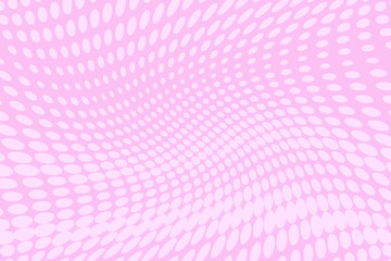 Pink halftone background. Digital gradient. Wavy dotted pattern with circles, dots, point large scale. Vector illustration