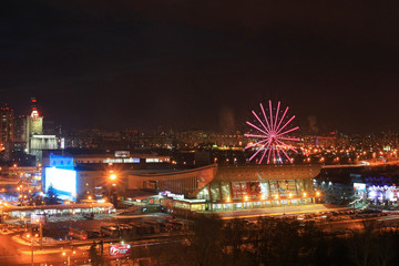 View of the night city of Chelyabinsk