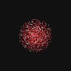 Red gold glitter. Small sphere with red gold glitter on black background. Fantastic Vector illustration.