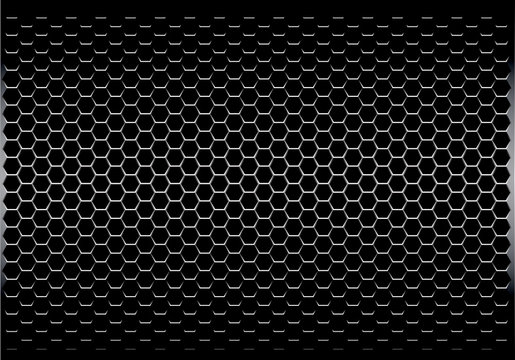 Dark gray hexagon metal mesh pattern design modern futuristic background texture vector illustration.