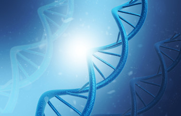 DNA molecules on blue background. 3d illustration.