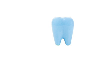blue colour tooth ceramic isolate on white background