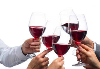 toasting with wine glasses