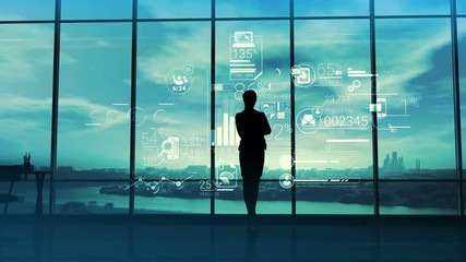 Business woman and corporate infographics - Powered by Adobe