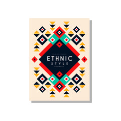 Ethnic style card template original design, ethnotribal geometric ornament, trendy pattern element for business, invitation, flyer, poster, banner vector Illustration