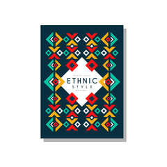 Ethnic style original, colorful ethno tribal geometric ornament, trendy pattern element for business card, logo, invitation, flyer, poster, banner vector Illustration