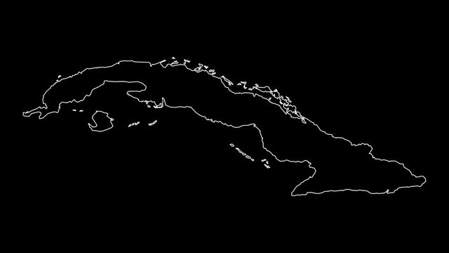 Cuba map outline animation