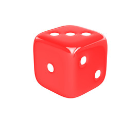 3D realistic render of red dice on white background. Clipping path.