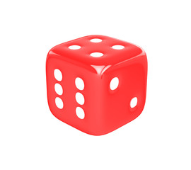 3D realistic render of red dice on white background. Clipping path.