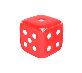 3D realistic render of red dice on white background. Clipping path.