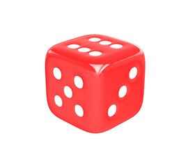 3D realistic render of red dice on white background. Clipping path.