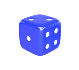 3D realistic render of blue dice on white background. Clipping path.