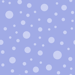 Light polka dots seamless pattern on purple background. Captivating classic light polka dots textile pattern in restrained colours. Seamless scattered confetti fall chaotic decor. Vector illustration.