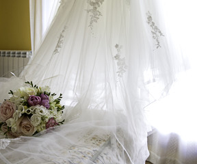 Wedding dress hanging