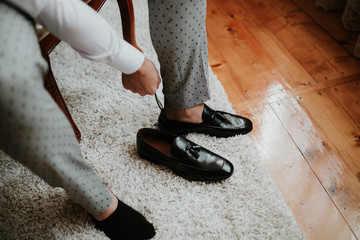 businessman clothes shoes, man getting ready for work,groom morning before wedding ceremony