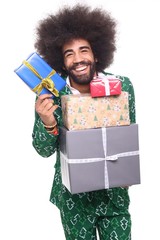 Fototapeta premium Christmas afro man