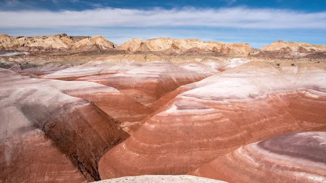 Time lapse of Mars like landscape in the red deserts of Utah near Muddy Creek.