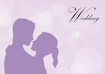 Vector illustration lovers. Silhouette of man and woman. Wedding background