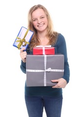 Caucasian woman with presents