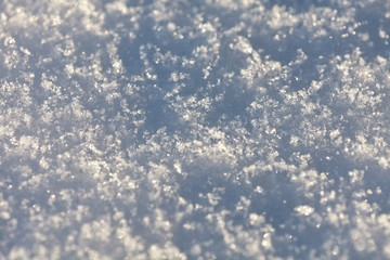 Closeup of snow in winter